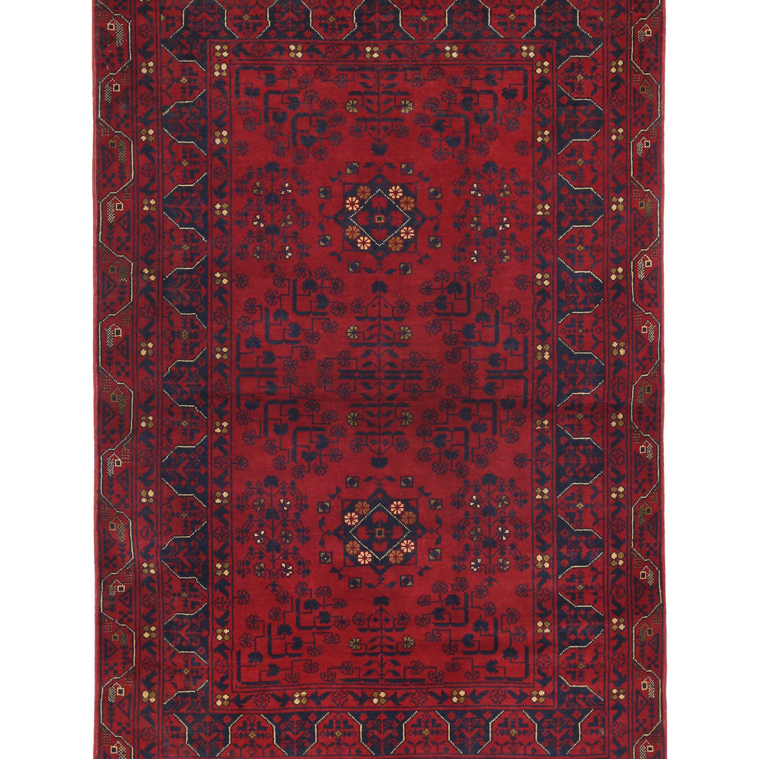 Alfombra de lana Khamyab afgana anudada a mano - 3'3'' x 5'0''