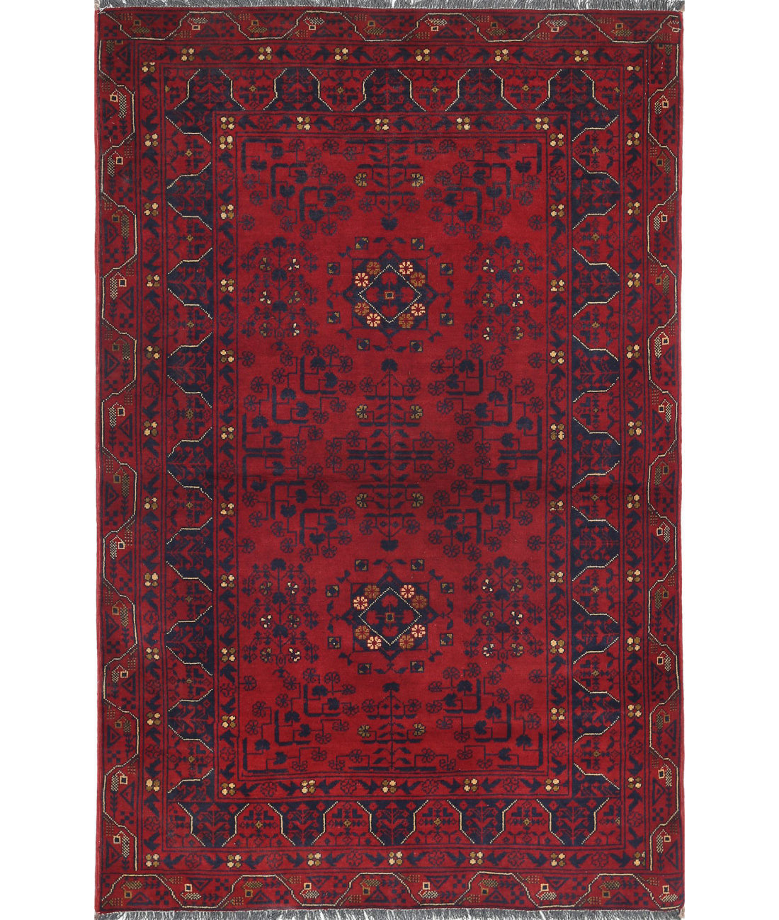 Alfombra de lana Khamyab afgana anudada a mano - 3'3'' x 5'0''