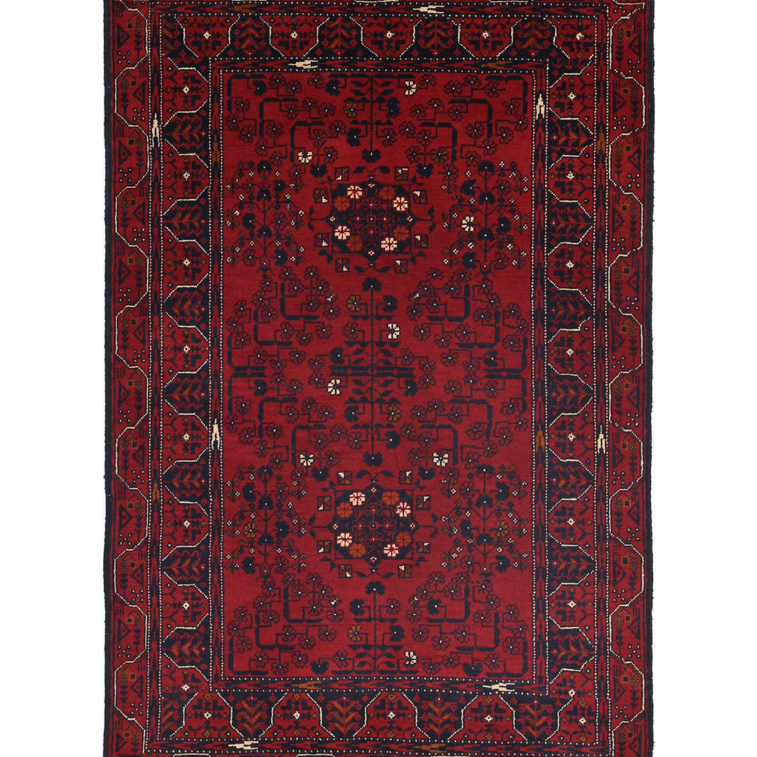 Alfombra de lana Khamyab afgana anudada a mano - 3'0'' x 4'10''