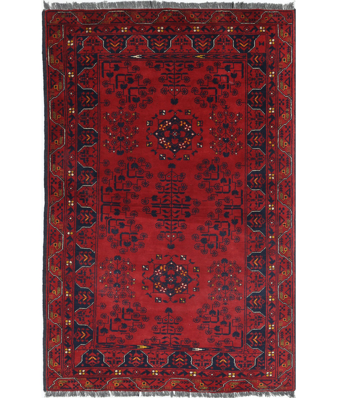 Alfombra de lana Khamyab afgana anudada a mano - 3'1'' x 5'0''