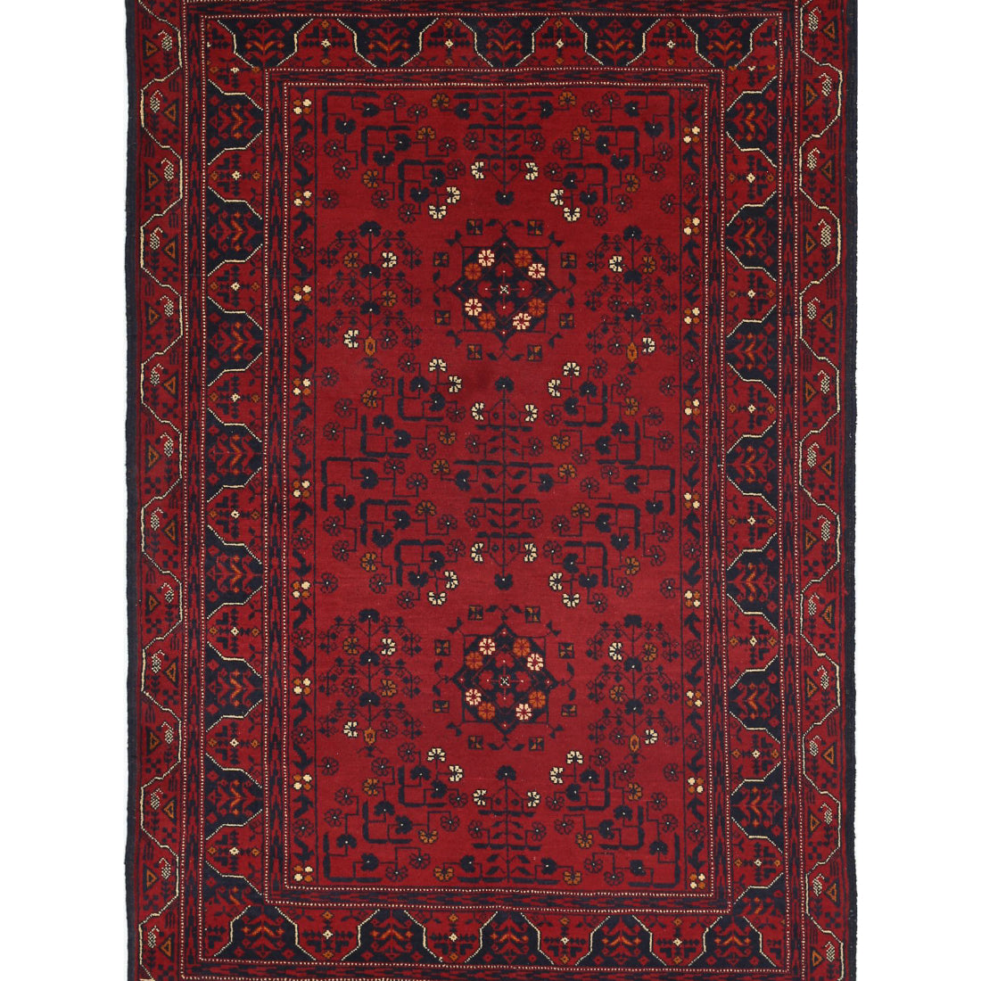 Hand Knotted Afghan Khamyab Wool Rug - 3'2'' x 5'0''