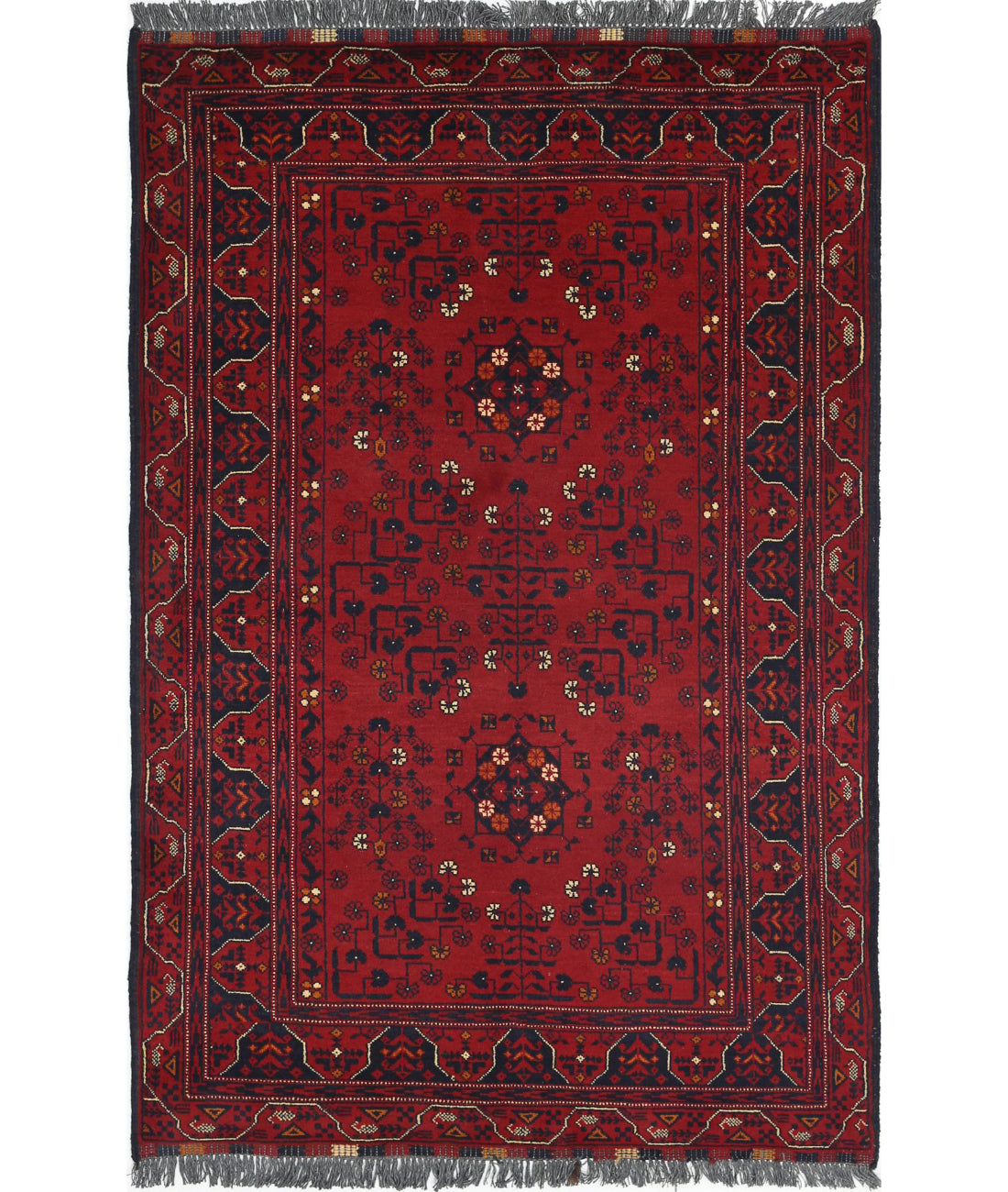 Hand Knotted Afghan Khamyab Wool Rug - 3'2'' x 5'0''
