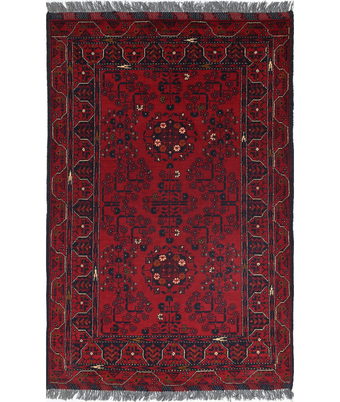 Hand Knotted Afghan Khamyab Wool Rug - 3'0'' x 4'10''