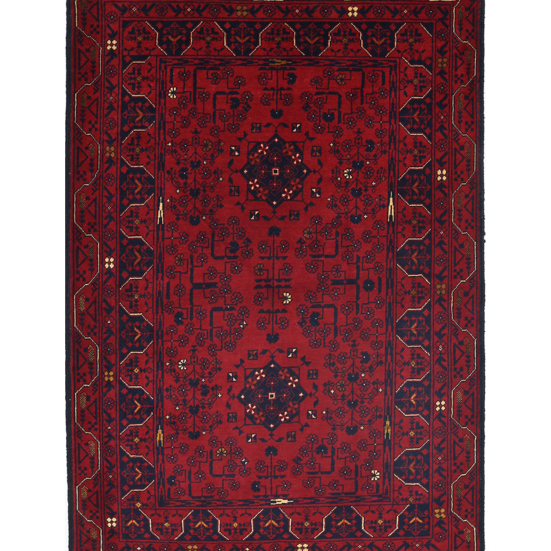 Alfombra de lana Khamyab afgana anudada a mano - 3'0'' x 4'10''