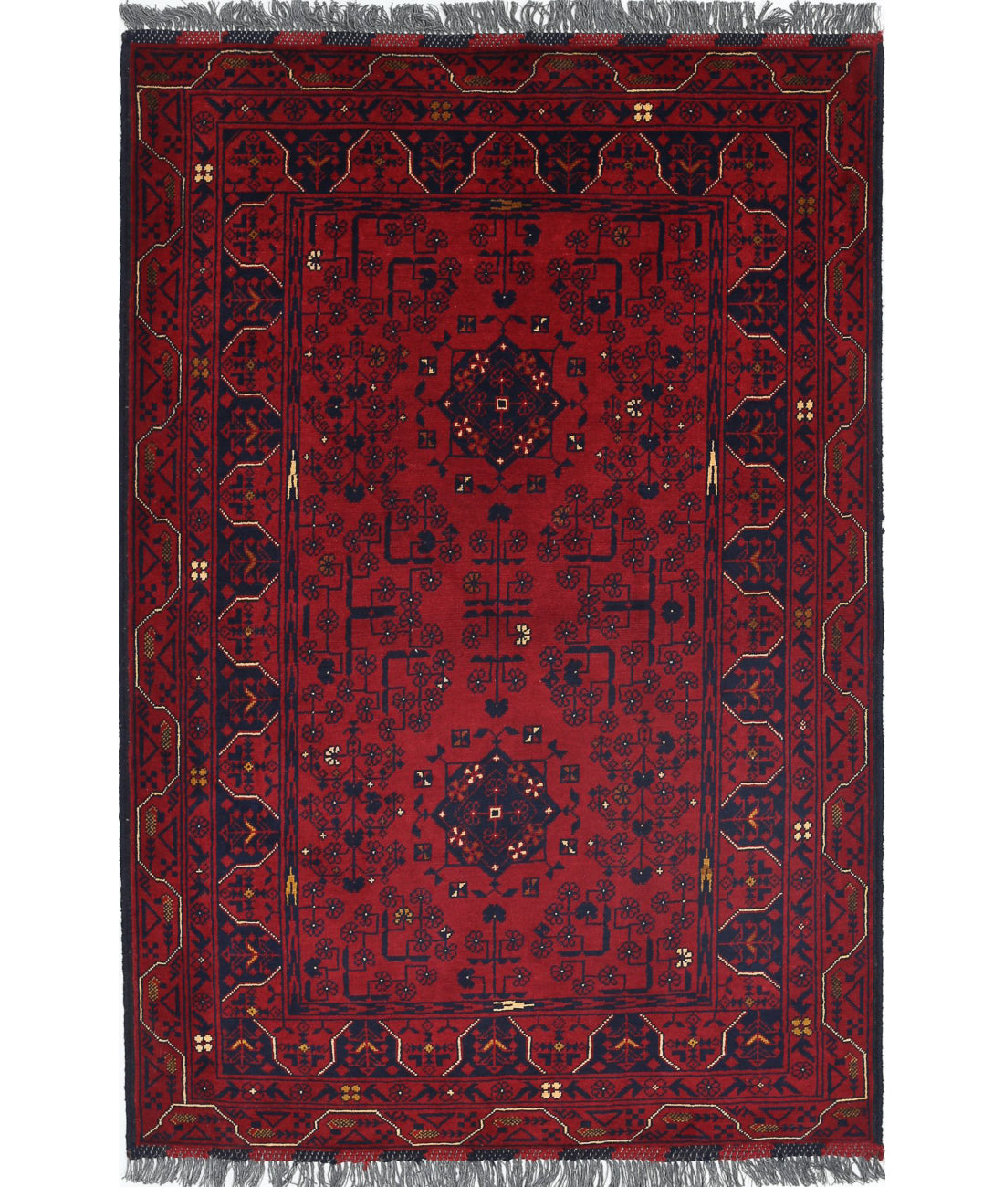 Alfombra de lana Khamyab afgana anudada a mano - 3'0'' x 4'10''