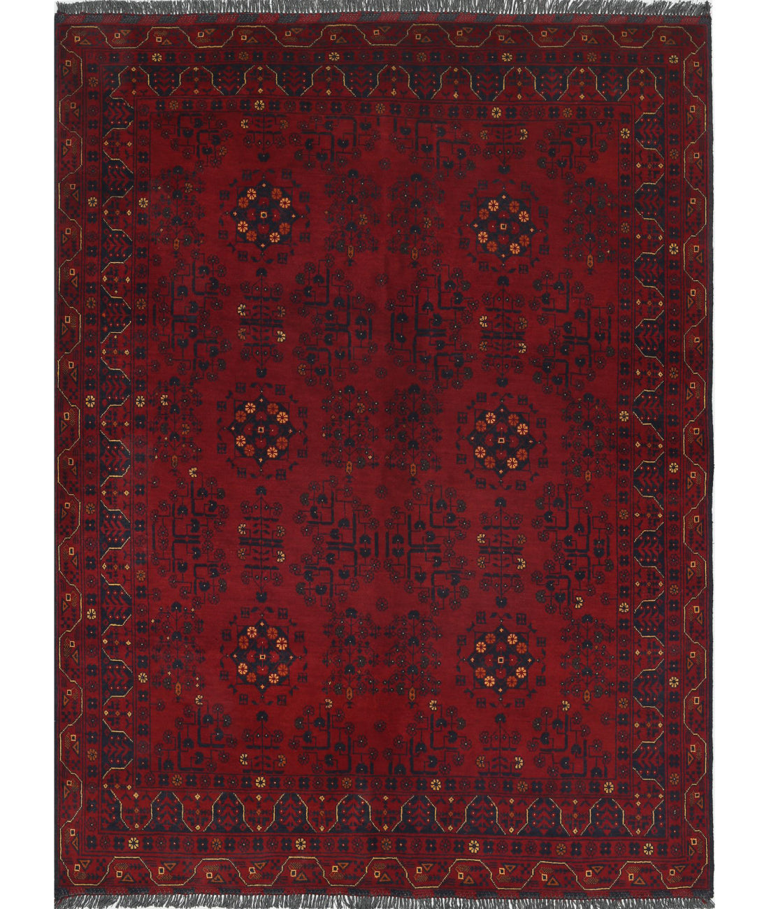 Hand Knotted Afghan Khamyab Wool Rug - 4'11'' x 6'6''