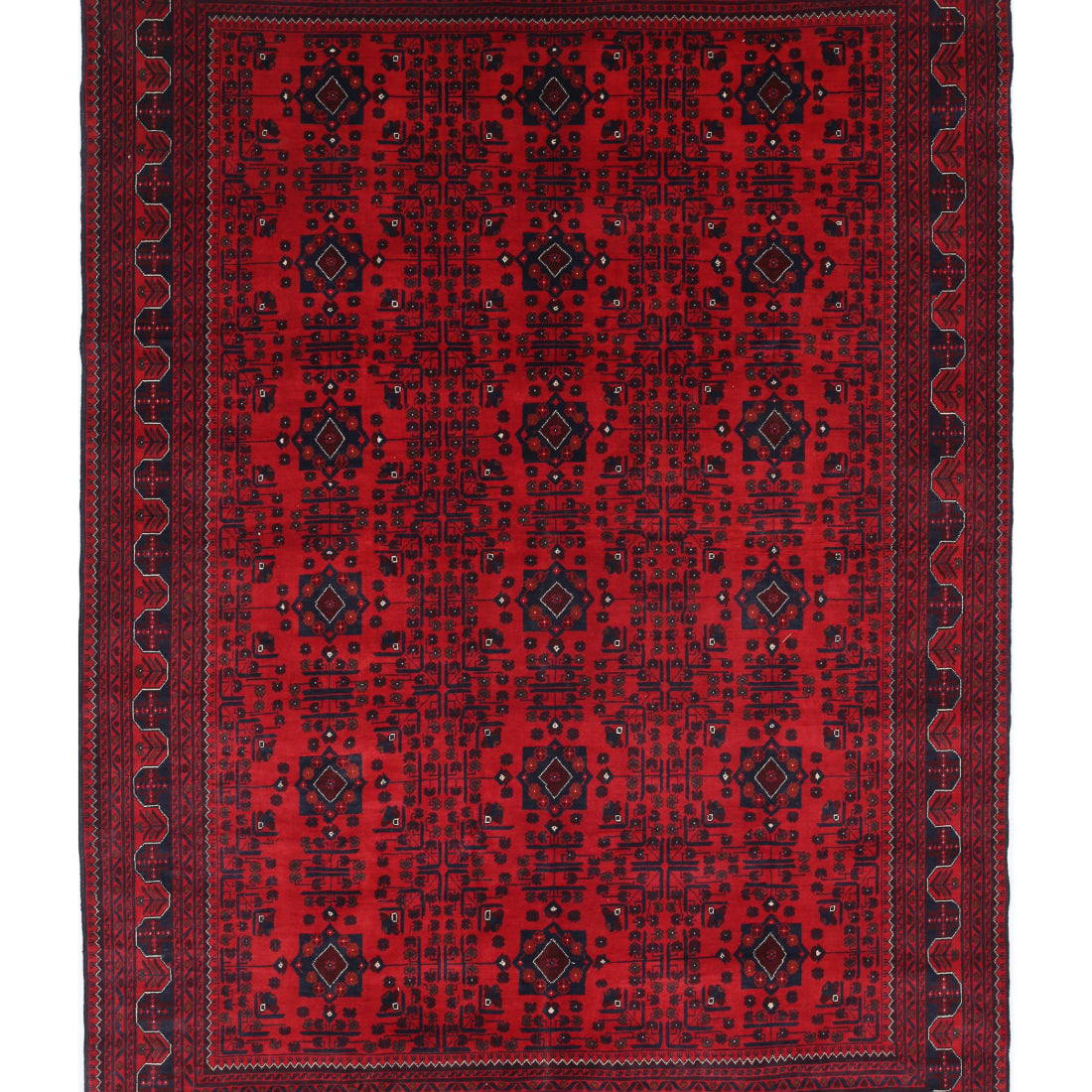 Hand Knotted Afghan Khamyab Wool Rug - 6'7'' x 9'4''