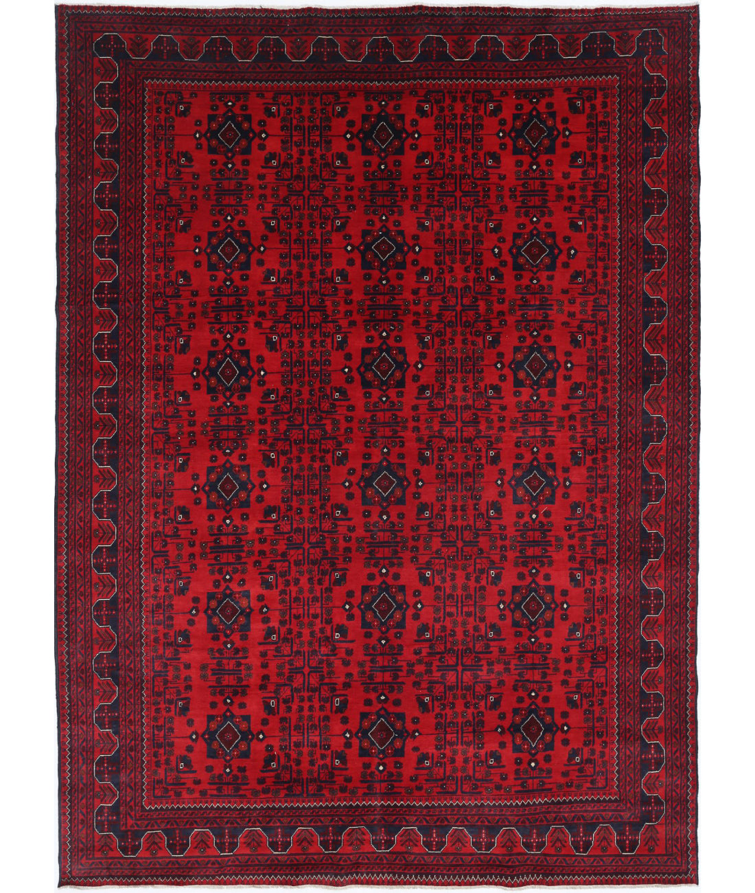 Hand Knotted Afghan Khamyab Wool Rug - 6'7'' x 9'4''