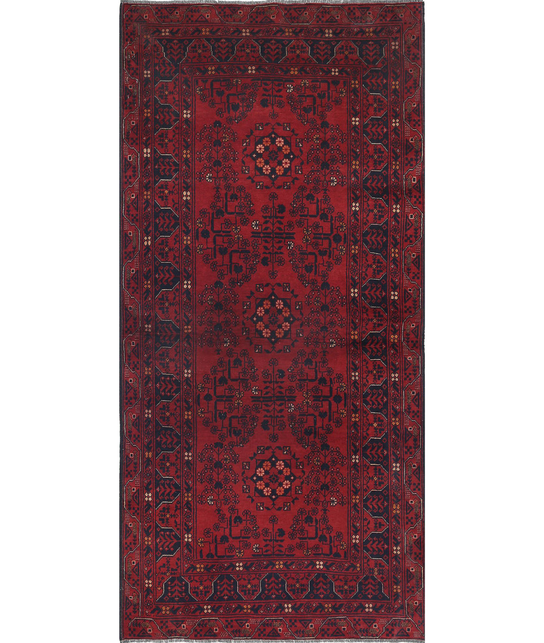 Alfombra de lana Khamyab afgana anudada a mano - 3'1'' x 6'6''