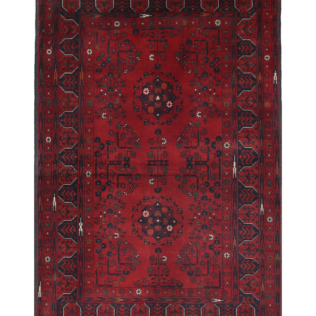 Alfombra de lana Khamyab afgana anudada a mano - 3'2'' x 4'10''