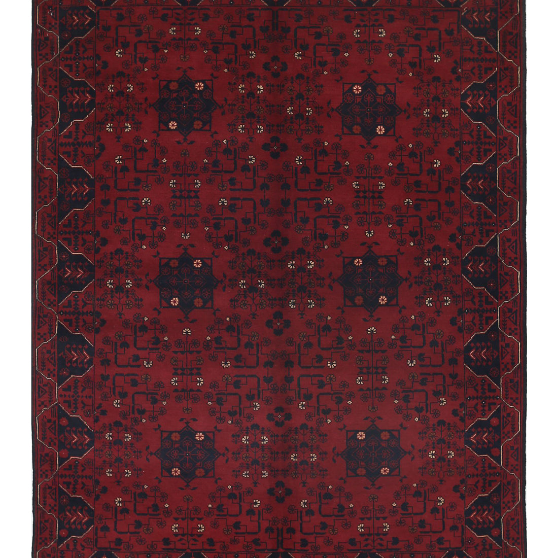 Alfombra de lana Khamyab afgana anudada a mano - 4'9'' x 6'5''