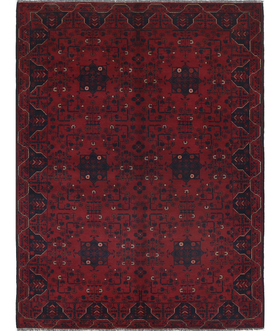 Alfombra de lana Khamyab afgana anudada a mano - 4'9'' x 6'5''