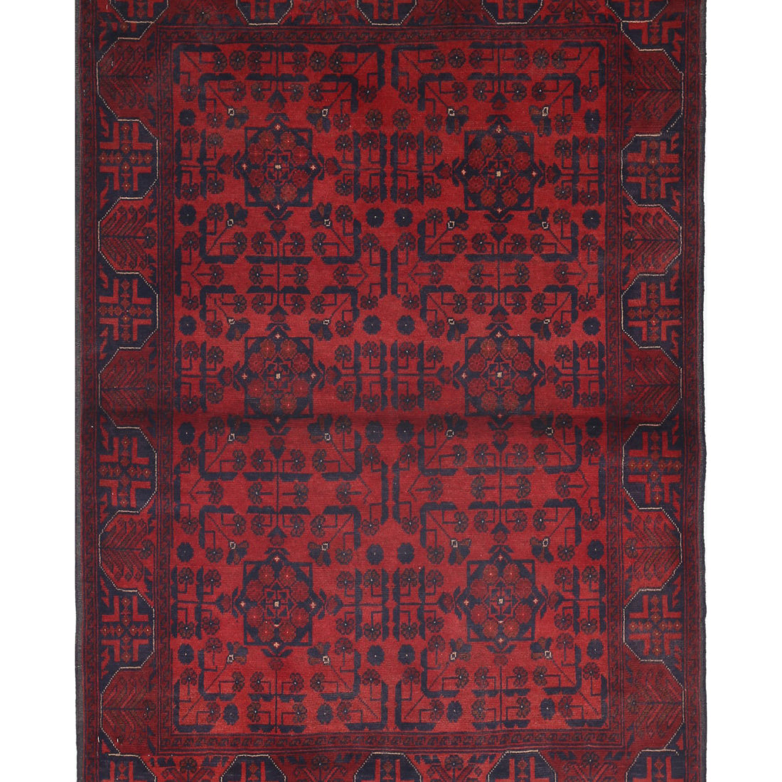 Alfombra de lana Khamyab afgana anudada a mano - 3'3'' x 4'9''