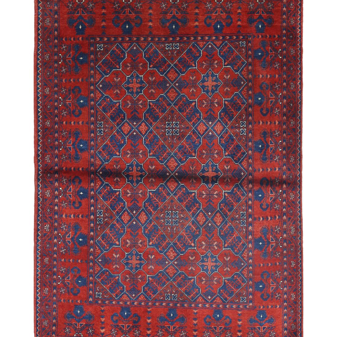 Hand Knotted Afghan Khamyab Wool Rug - 3'4'' x 5'0''