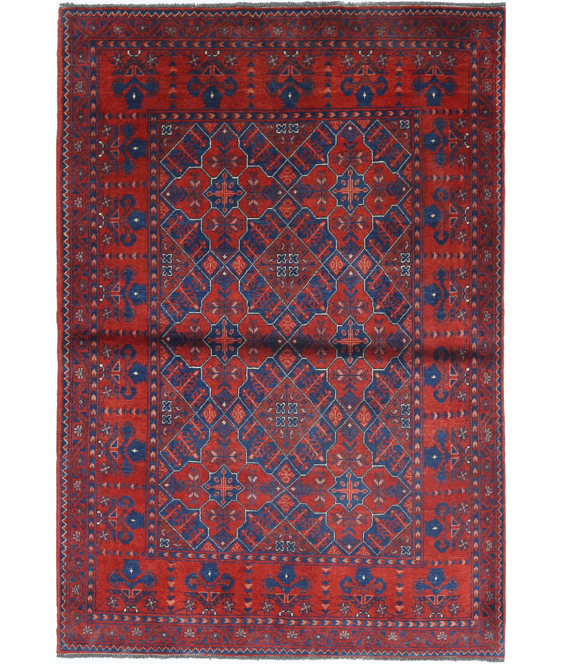 Hand Knotted Afghan Khamyab Wool Rug - 3'4'' x 5'0''