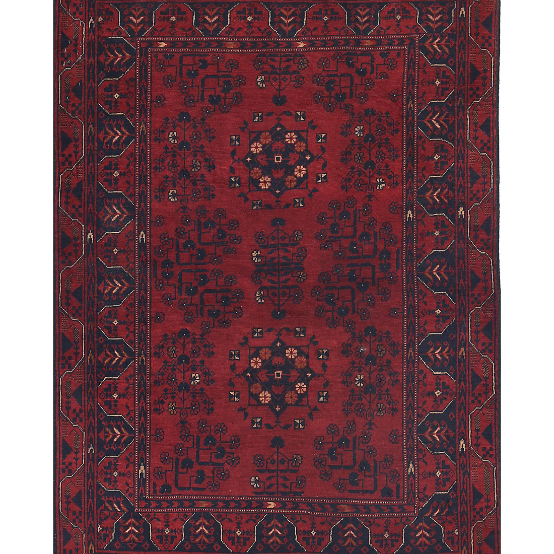 Hand Knotted Afghan Khamyab Wool Rug - 3'3'' x 4'7''