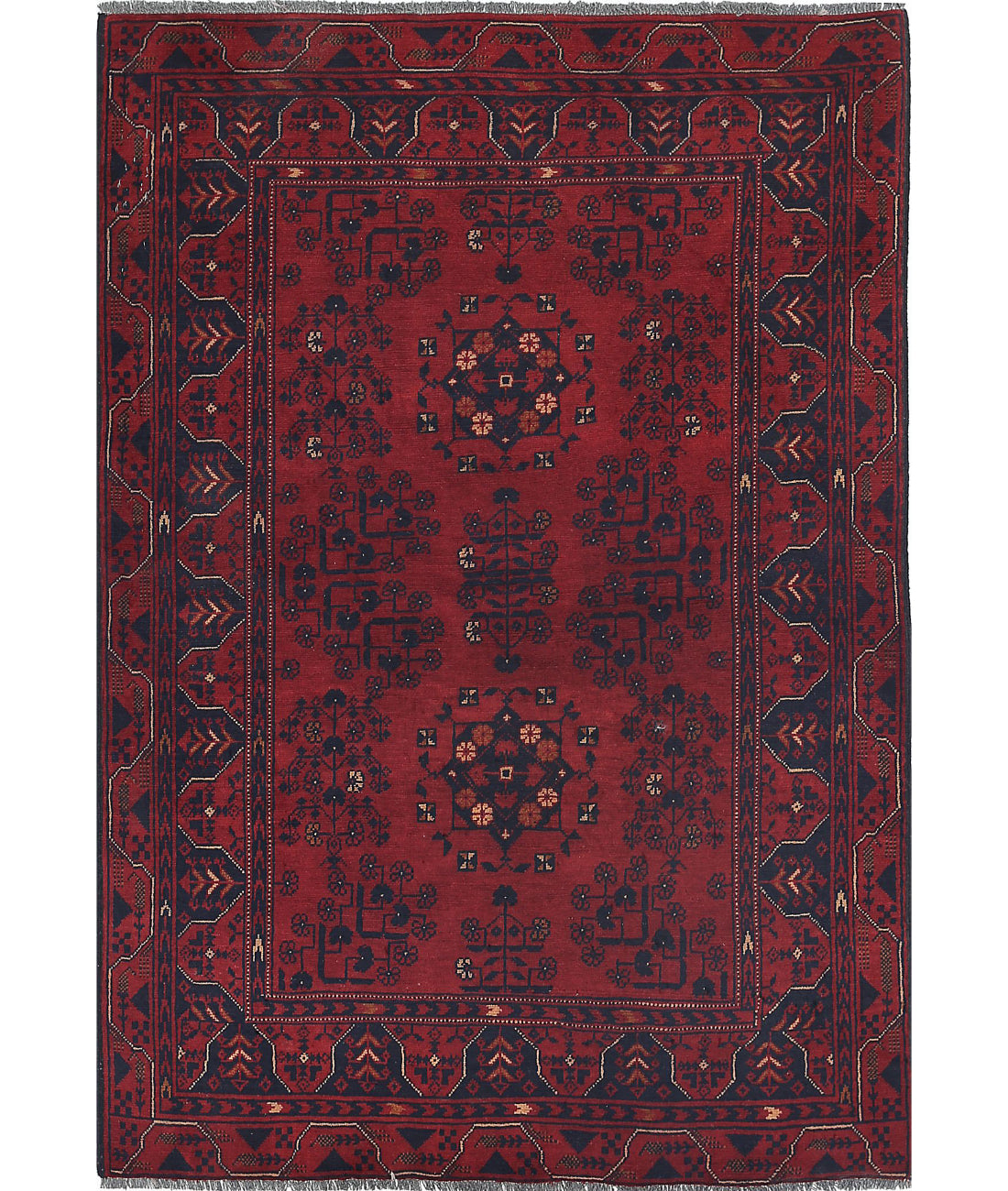 Hand Knotted Afghan Khamyab Wool Rug - 3'3'' x 4'7''
