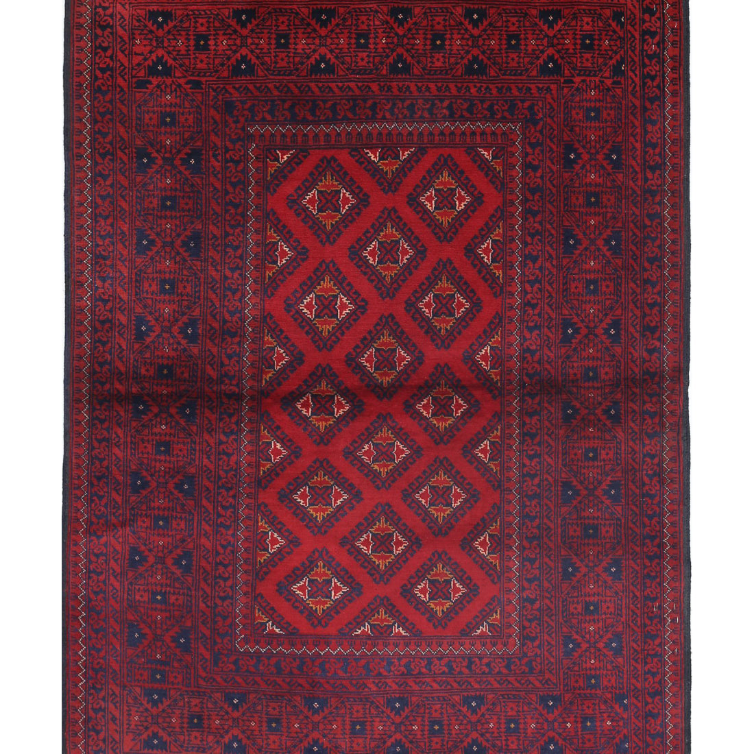 Alfombra de lana Khamyab afgana anudada a mano - 3'4'' x 4'10''