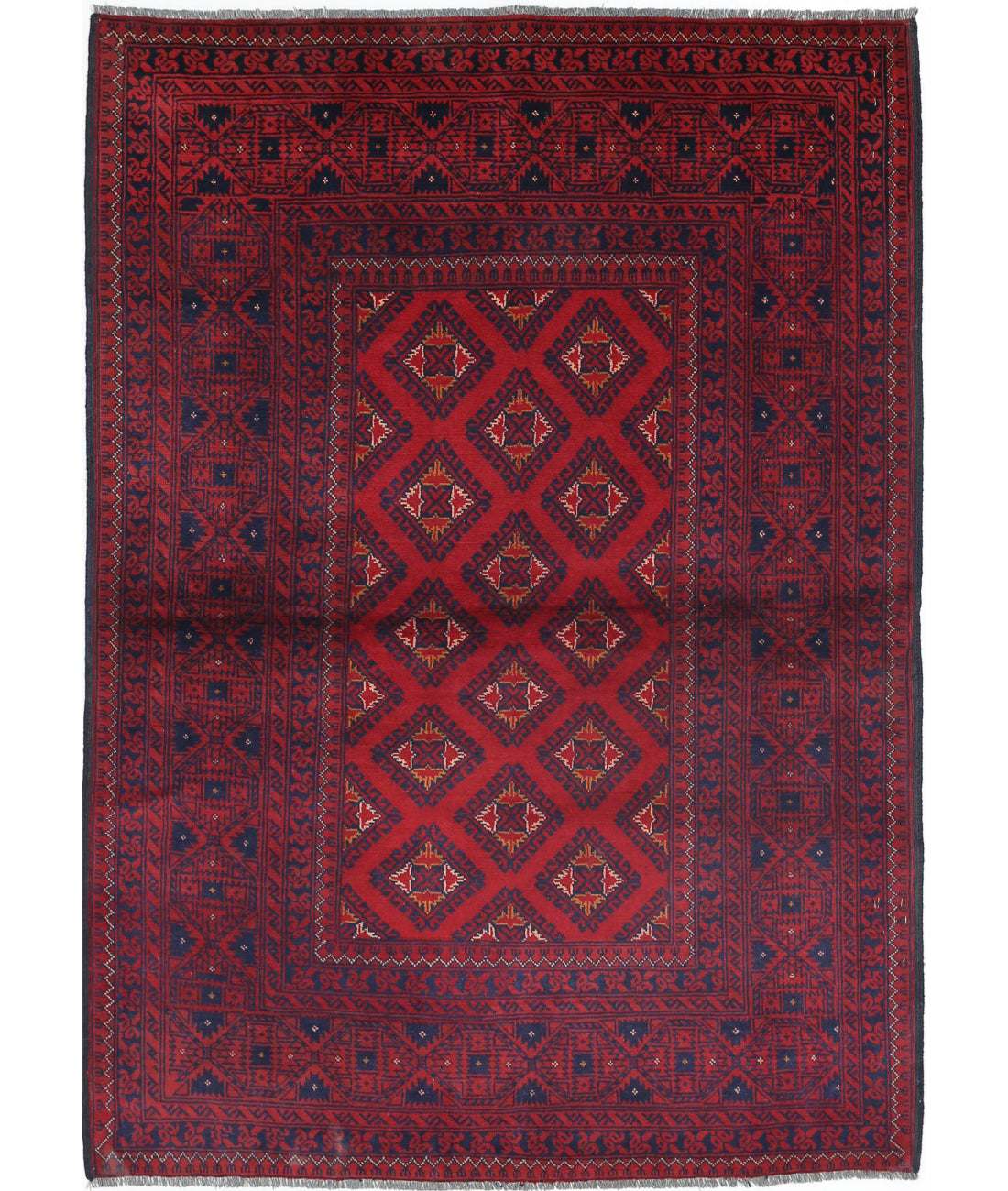 Alfombra de lana Khamyab afgana anudada a mano - 3'4'' x 4'10''