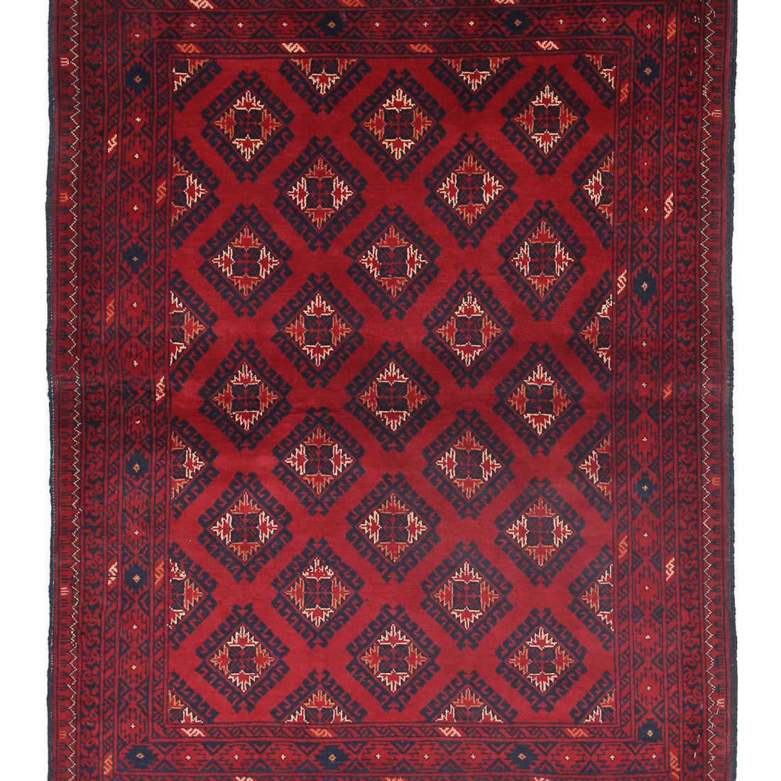 Hand Knotted Afghan Khamyab Wool Rug - 3'4'' x 4'7''