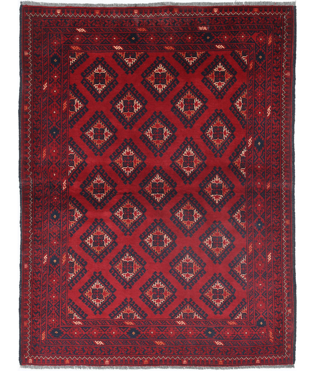 Hand Knotted Afghan Khamyab Wool Rug - 3'4'' x 4'7''