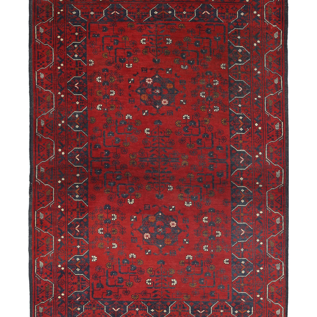 Hand Knotted Afghan Khamyab Wool Rug - 3'2'' x 4'9''