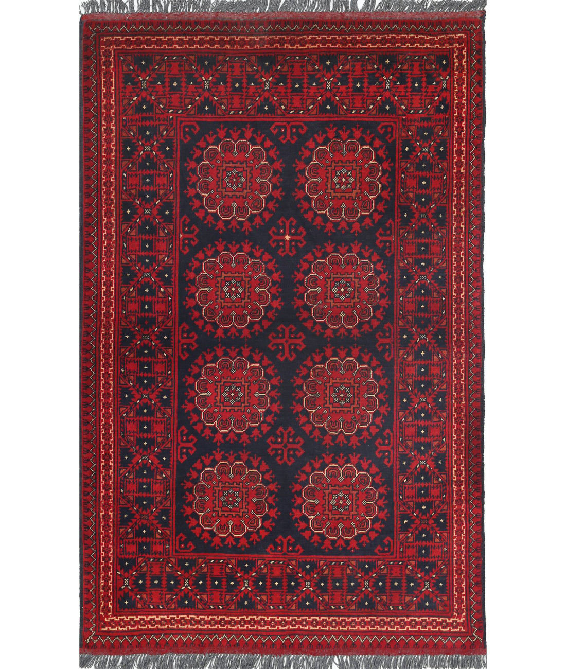 Hand Knotted Afghan Khamyab Wool Rug - 3'3'' x 5'1''