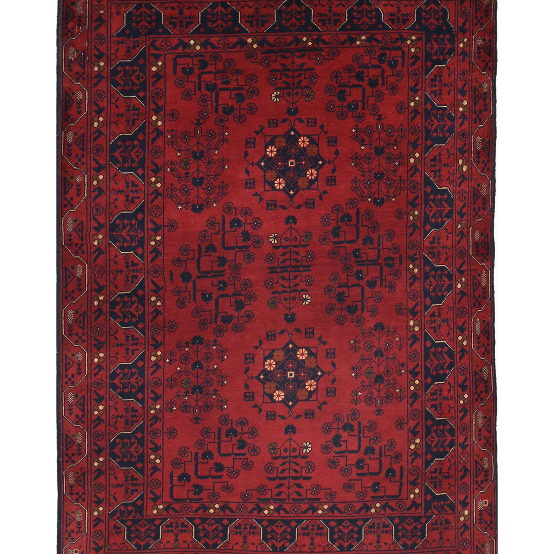 Hand Knotted Afghan Khamyab Wool Rug - 3'3'' x 4'9''