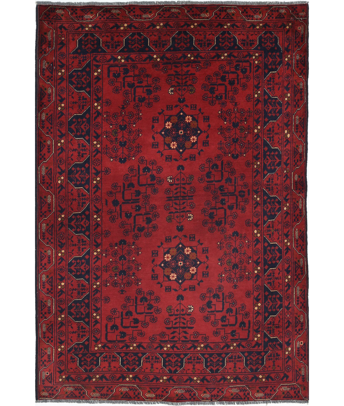 Hand Knotted Afghan Khamyab Wool Rug - 3'3'' x 4'9''