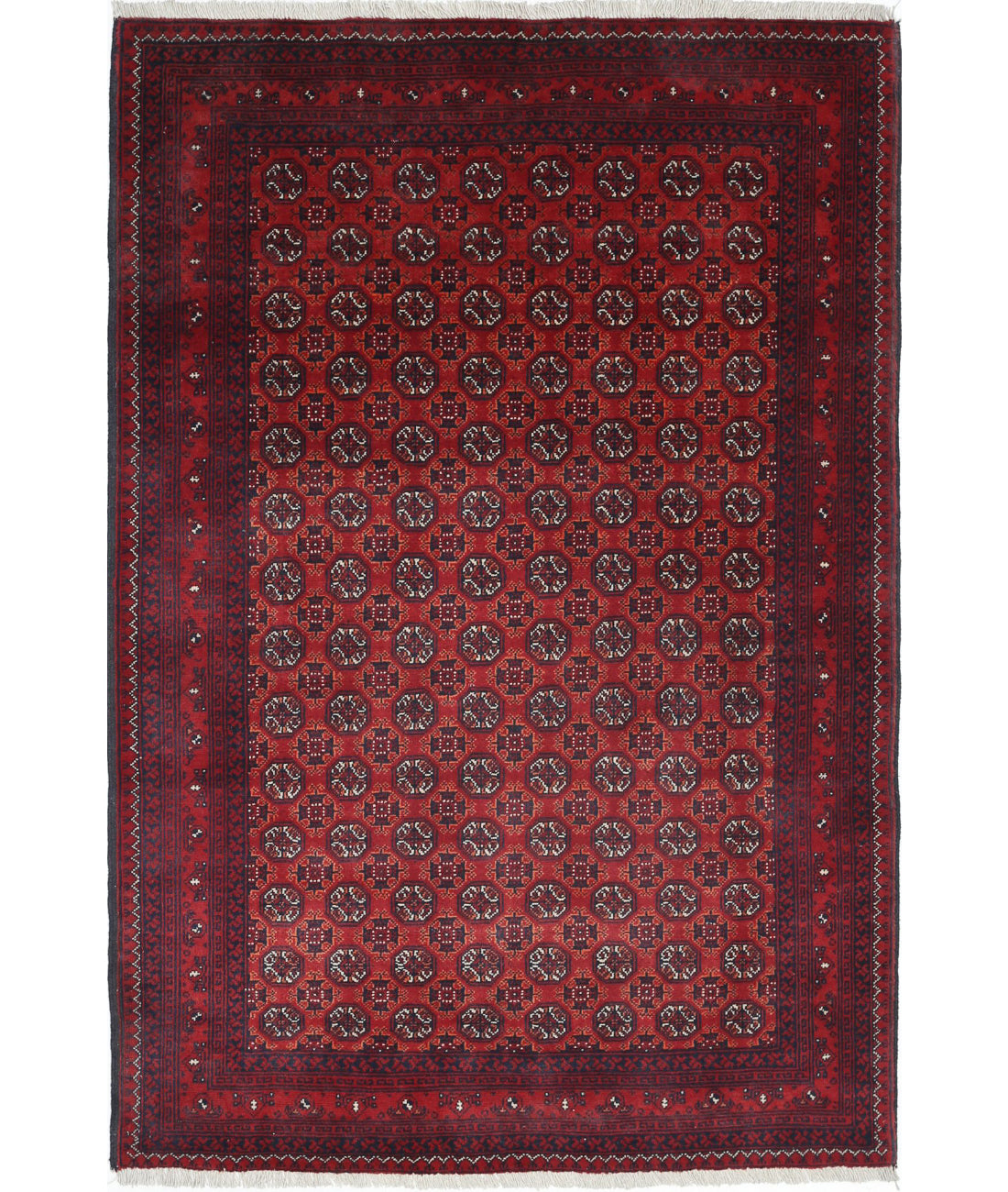 Alfombra de lana Khamyab afgana anudada a mano - 3'3'' x 4'10''