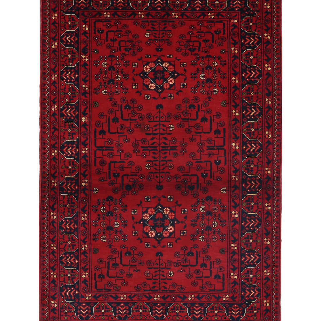 Alfombra de lana Khamyab afgana anudada a mano - 3'2'' x 4'11''