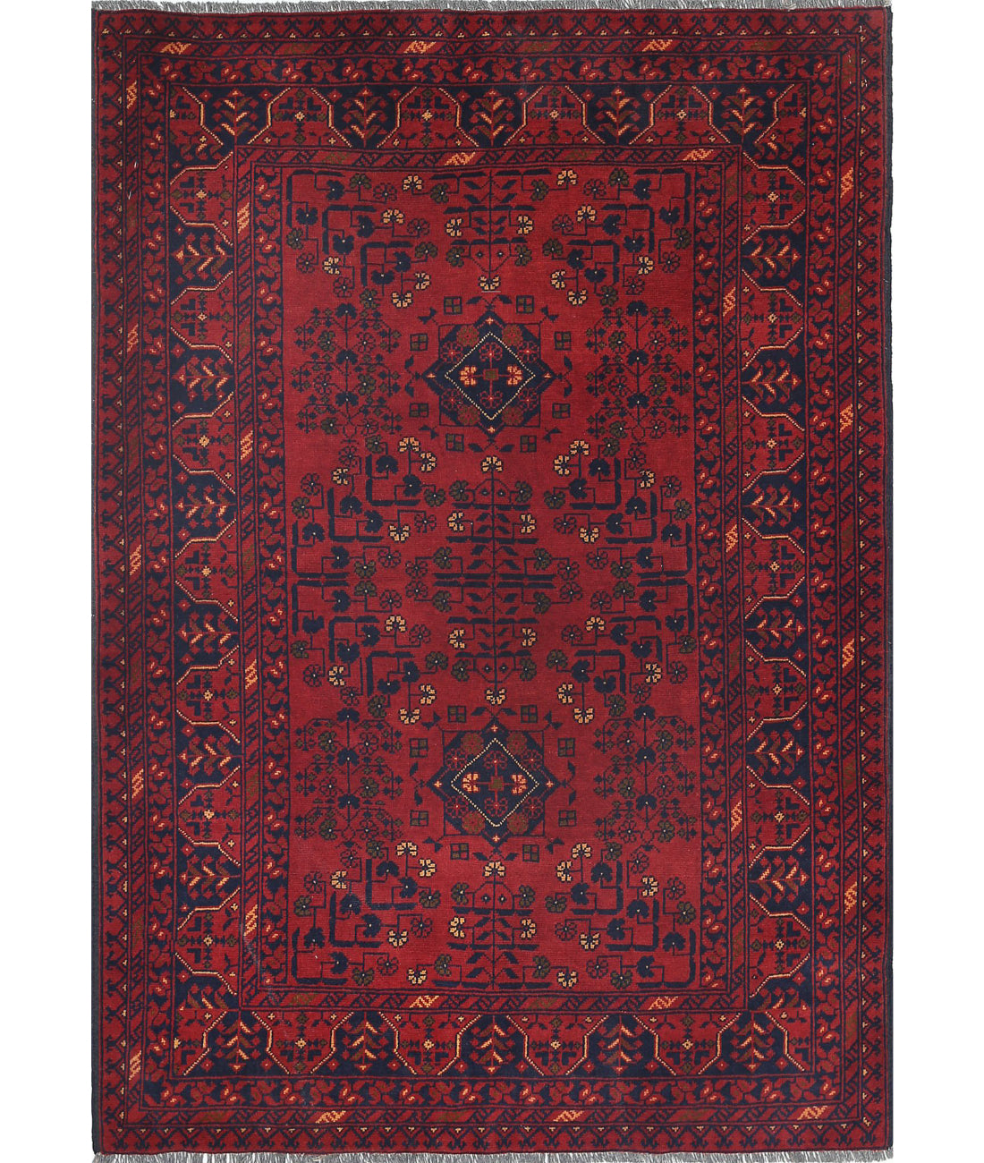 Alfombra de lana Khamyab afgana anudada a mano - 3'4'' x 4'10''