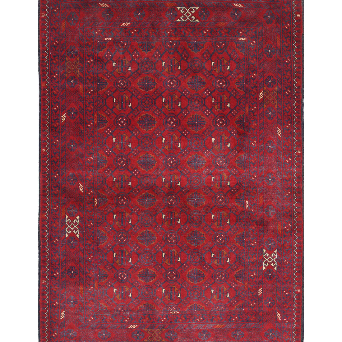 Alfombra de lana Khamyab afgana anudada a mano - 3'3'' x 4'9''