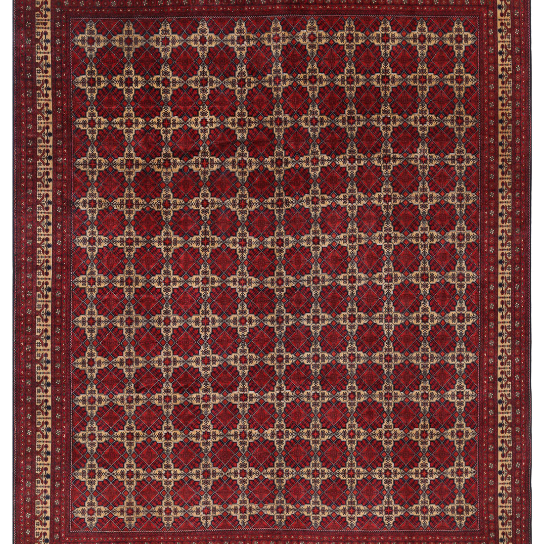 Hand Knotted Afghan Khamyab Wool Rug - 13'1'' x 15'9''