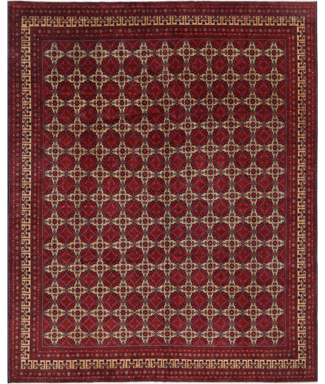 Hand Knotted Afghan Khamyab Wool Rug - 13'1'' x 15'9''