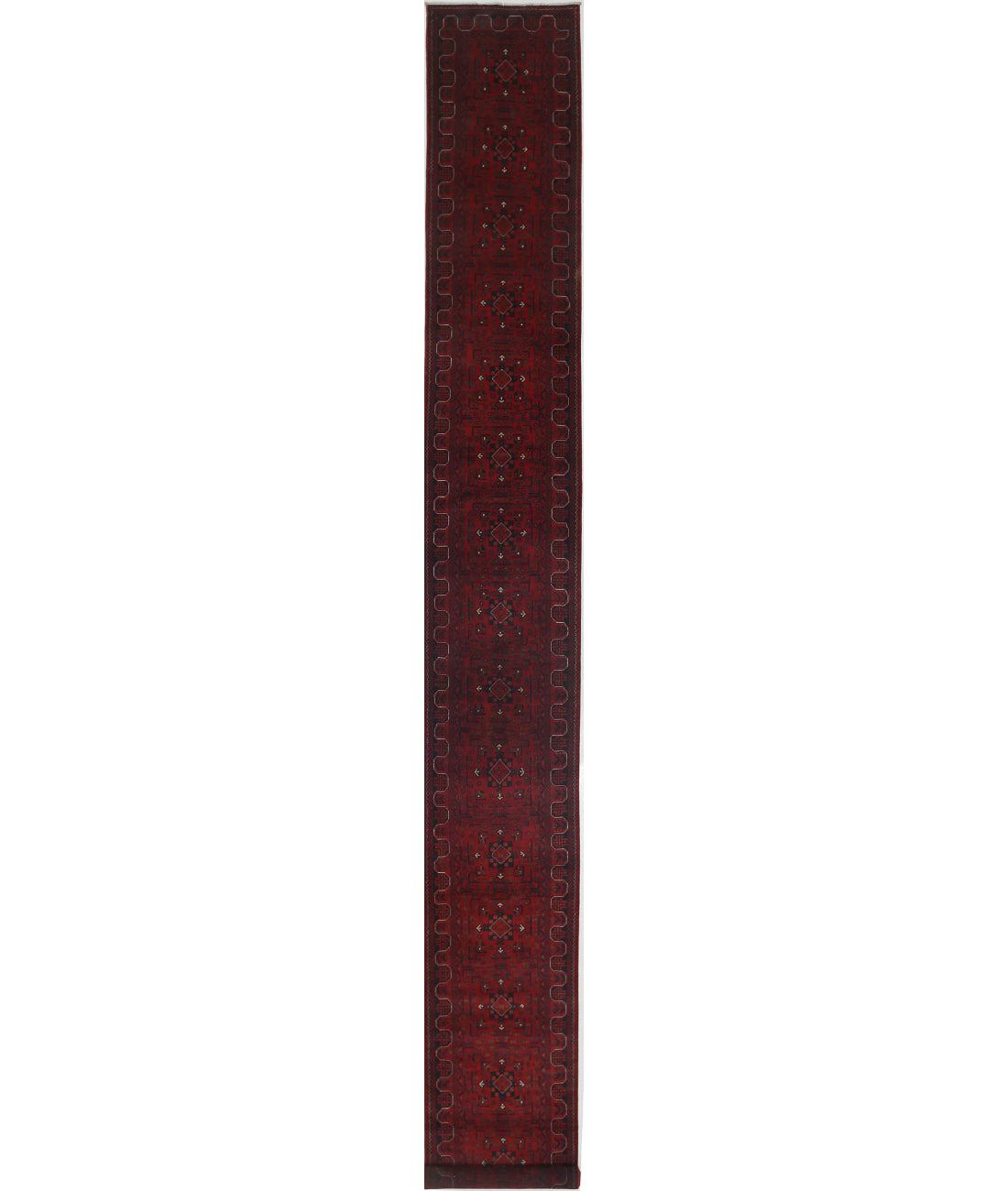 Hand Knotted Afghan Khamyab Wool Rug - 2'8'' x 25'4''