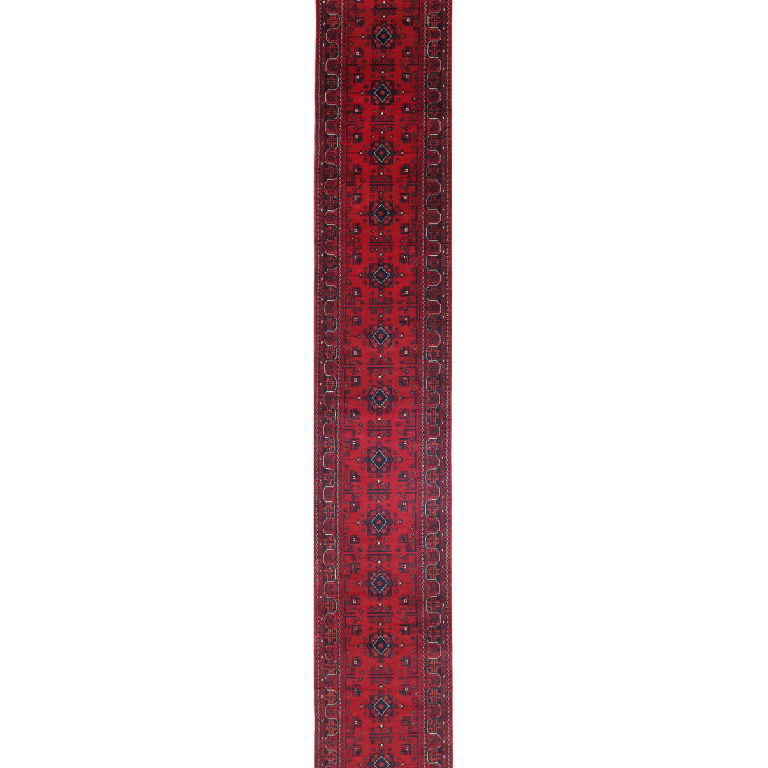 Hand Knotted Afghan Khamyab Wool Rug - 2'7'' x 19'1''