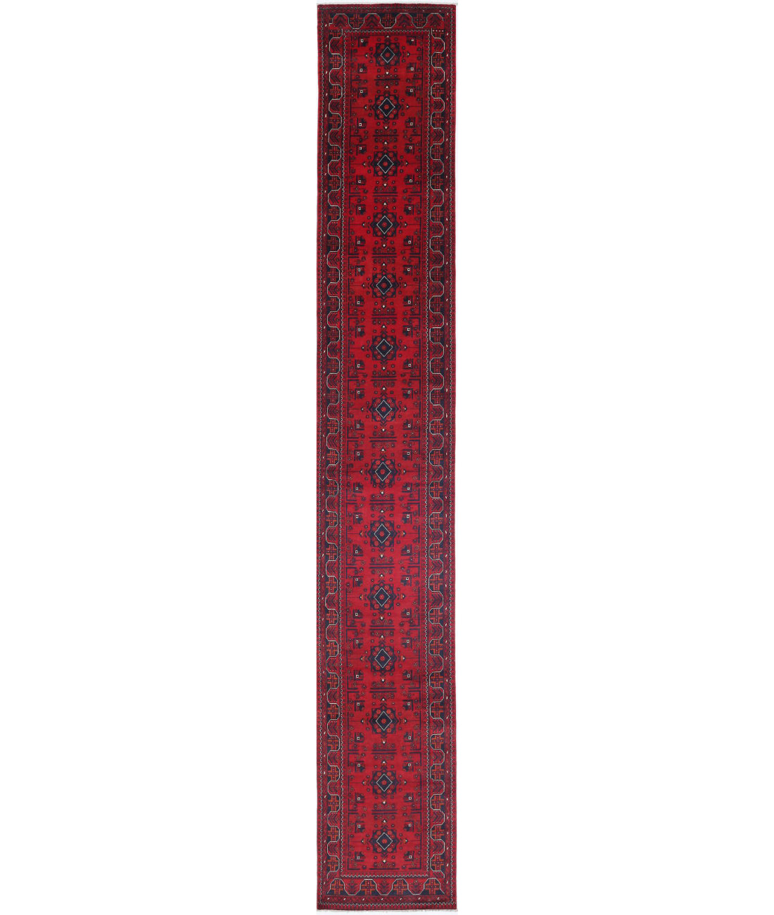 Hand Knotted Afghan Khamyab Wool Rug - 2'7'' x 19'1''