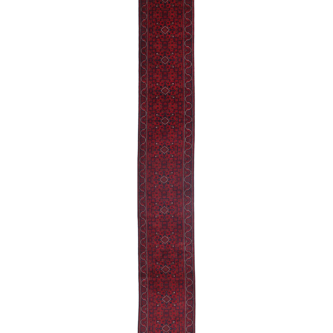 Hand Knotted Afghan Khamyab Wool Rug - 2'6'' x 31'0''