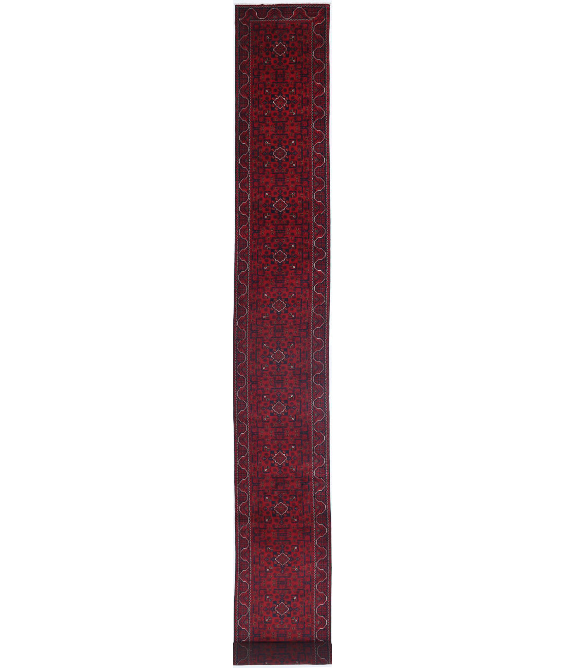Hand Knotted Afghan Khamyab Wool Rug - 2'6'' x 31'0''