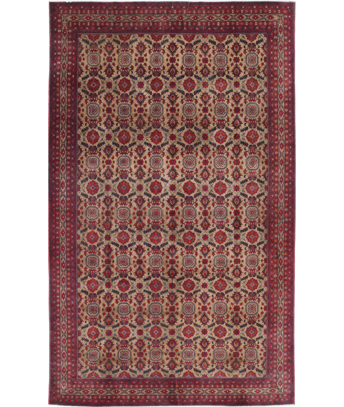 Hand Knotted Afghan Khamyab Wool Rug - 9'6'' x 15'7''