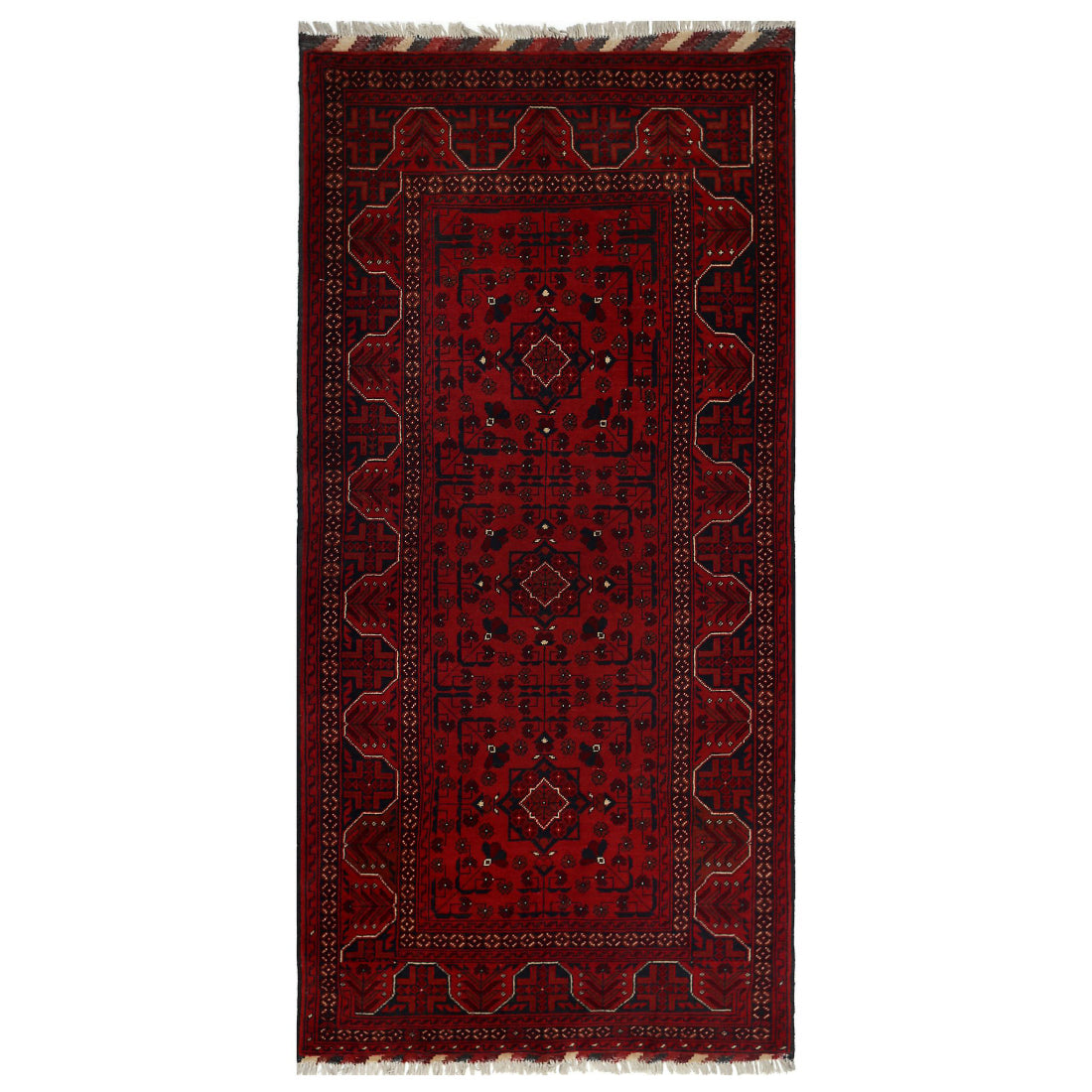 Hand Knotted Afghan Khamyab Wool Rug - 3'1'' x 6'4''
