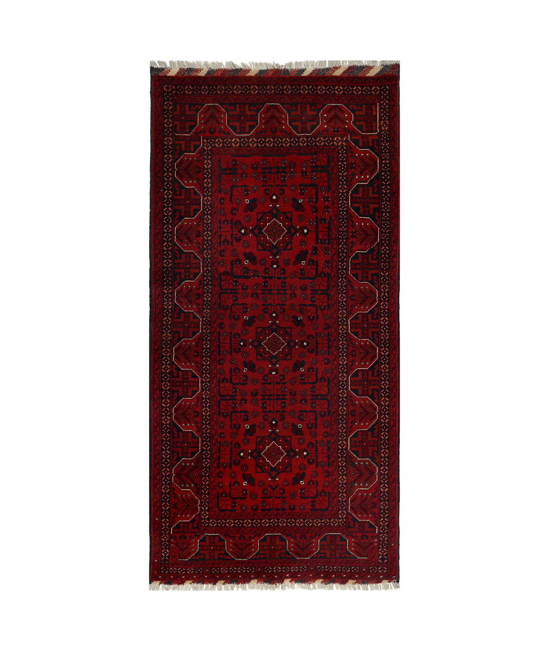 Hand Knotted Afghan Khamyab Wool Rug - 3'1'' x 6'4''