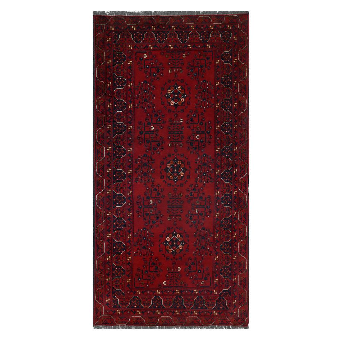 Alfombra de lana Khamyab afgana anudada a mano - 3'2'' x 6'6''