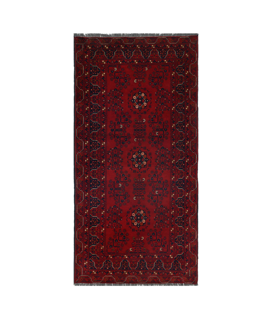 Alfombra de lana Khamyab afgana anudada a mano - 3'2'' x 6'6''
