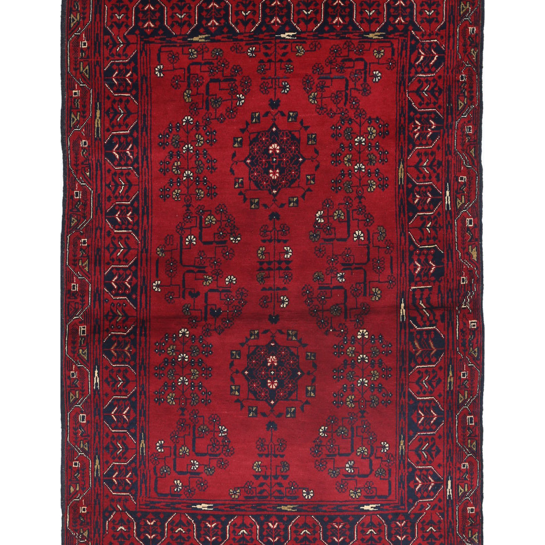 Alfombra de lana Khamyab afgana anudada a mano - 3'3'' x 4'8''