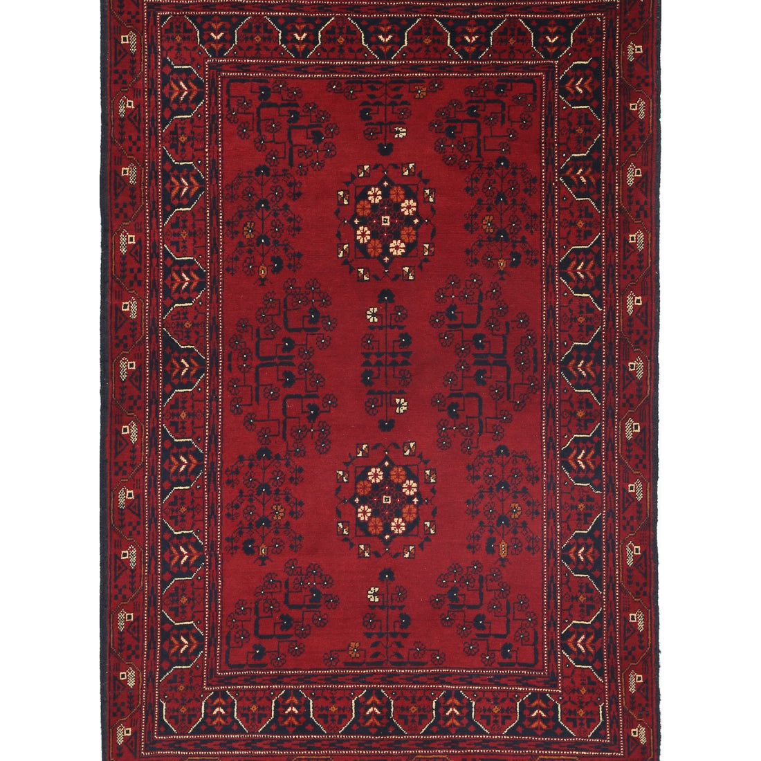 Hand Knotted Afghan Khamyab Wool Rug - 3'4'' x 5'0''