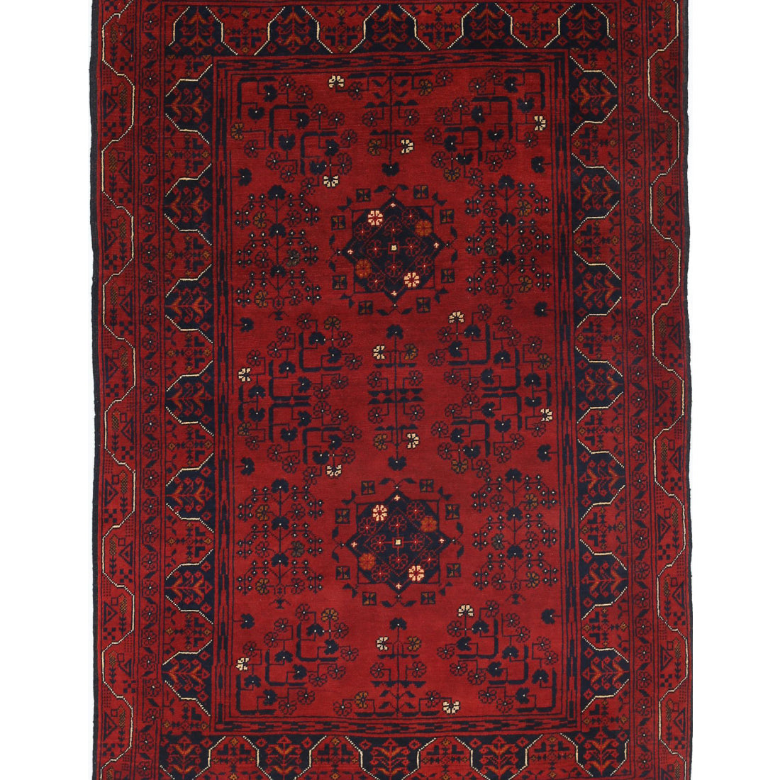 Hand Knotted Afghan Khamyab Wool Rug - 3'2'' x 4'9''