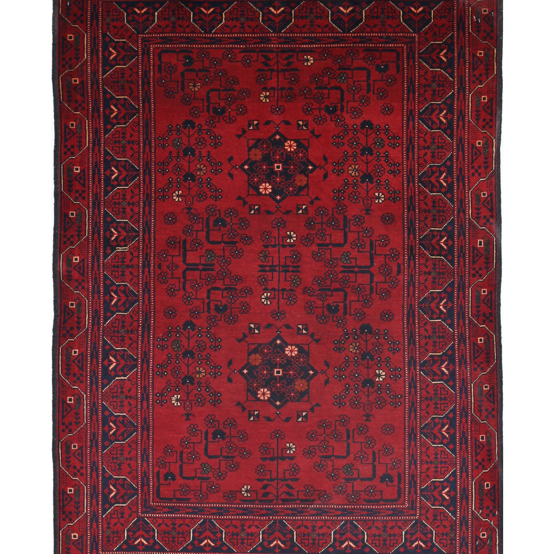 Alfombra de lana Khamyab afgana anudada a mano - 3'3'' x 4'8''