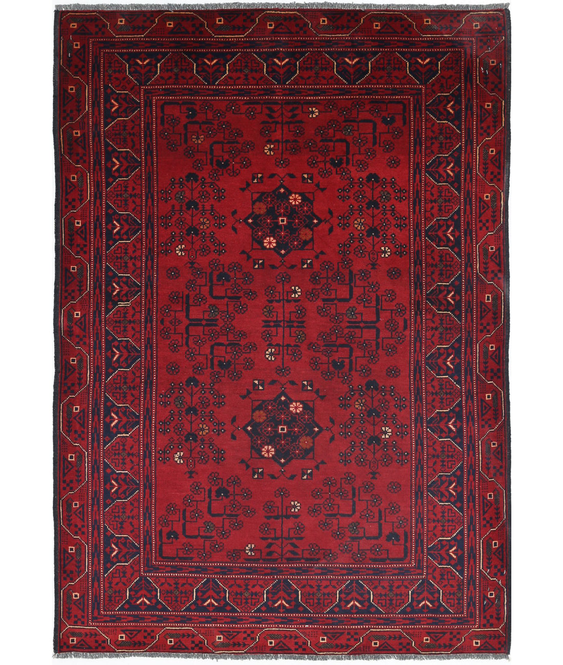 Alfombra de lana Khamyab afgana anudada a mano - 3'3'' x 4'8''